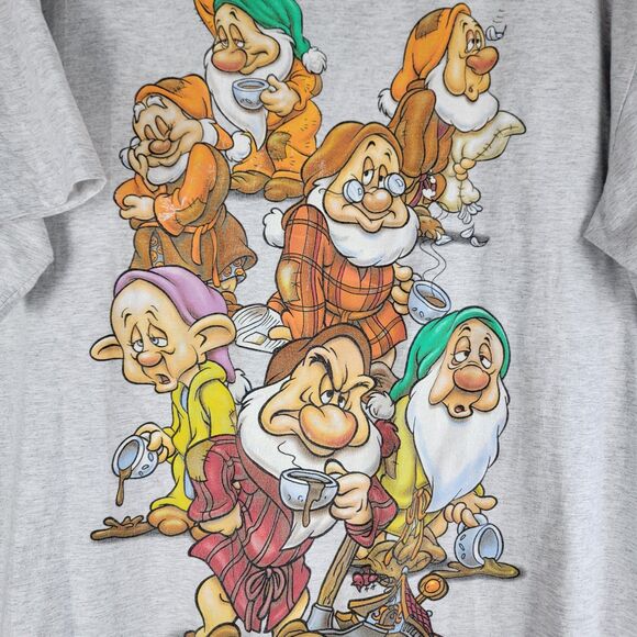 VTG Seven Dwarfs Sleep T Shirt Disney One Size "We're All Grumpy In the Morning" - Picture 4 of 10